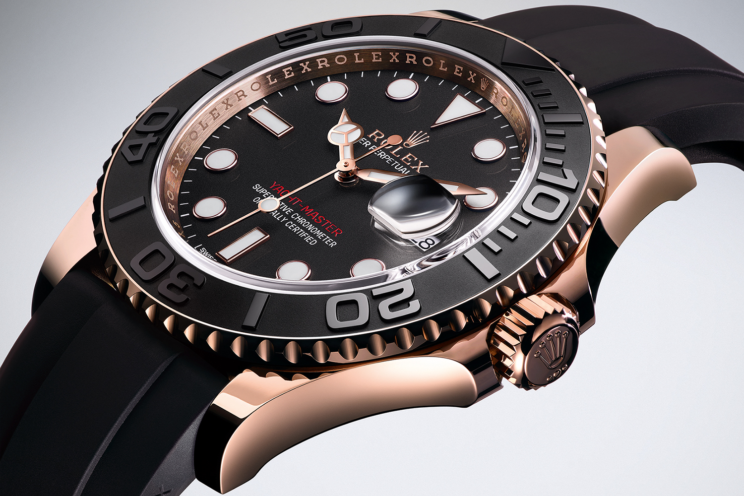 rolex yachtmaster rose gold oysterflex