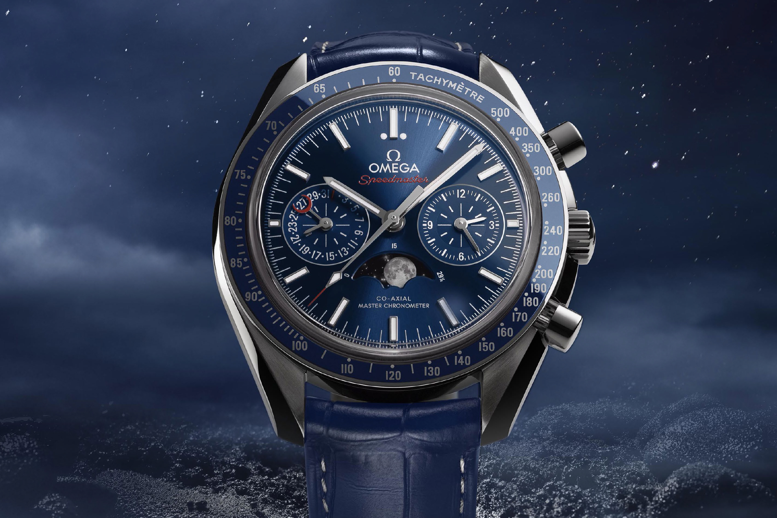 omega moonphase blue